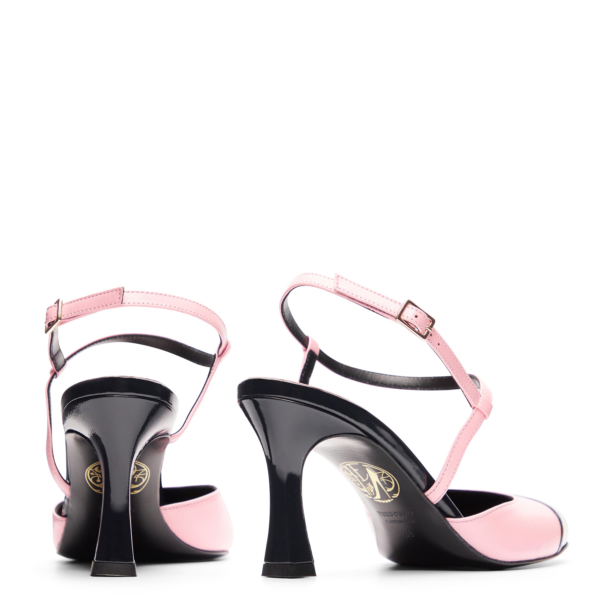 Ariane 75 Rose Pastel Noir Cuir Mat et Vernis