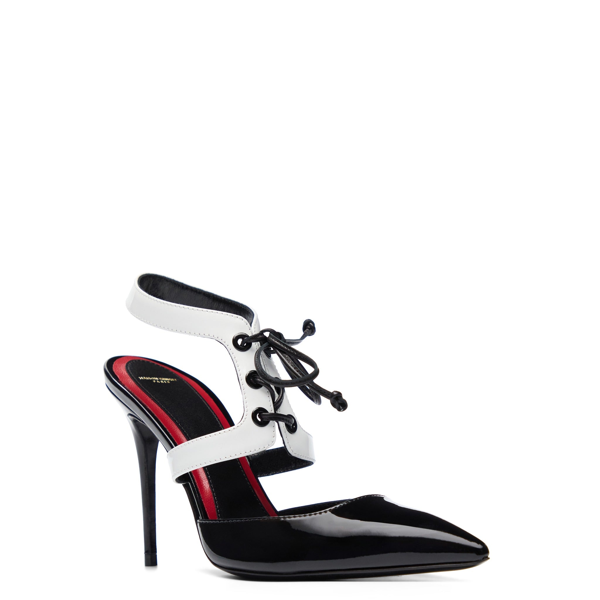 Gatsby Sandales 100 Noir Blanc Cuir Vernis