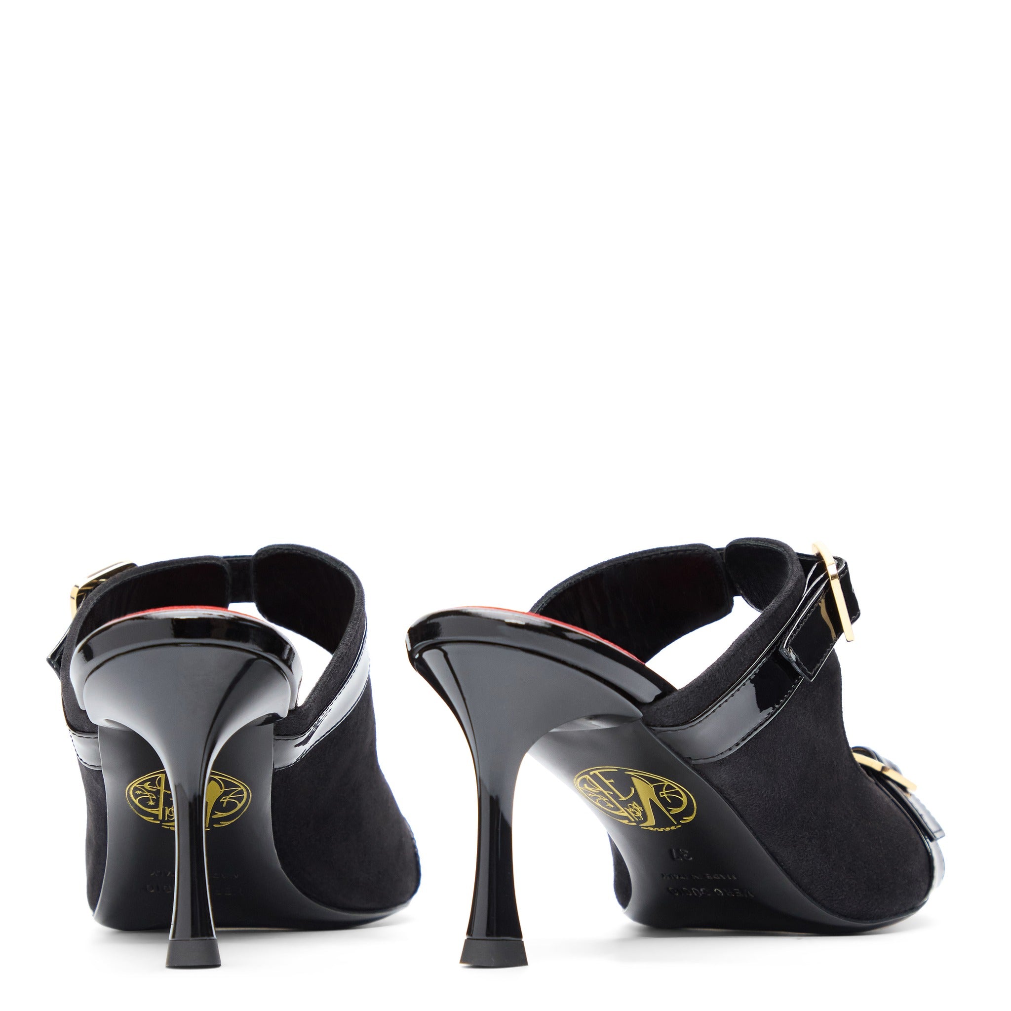 Myrtle 70 Noir Cuir Vernis et Velours