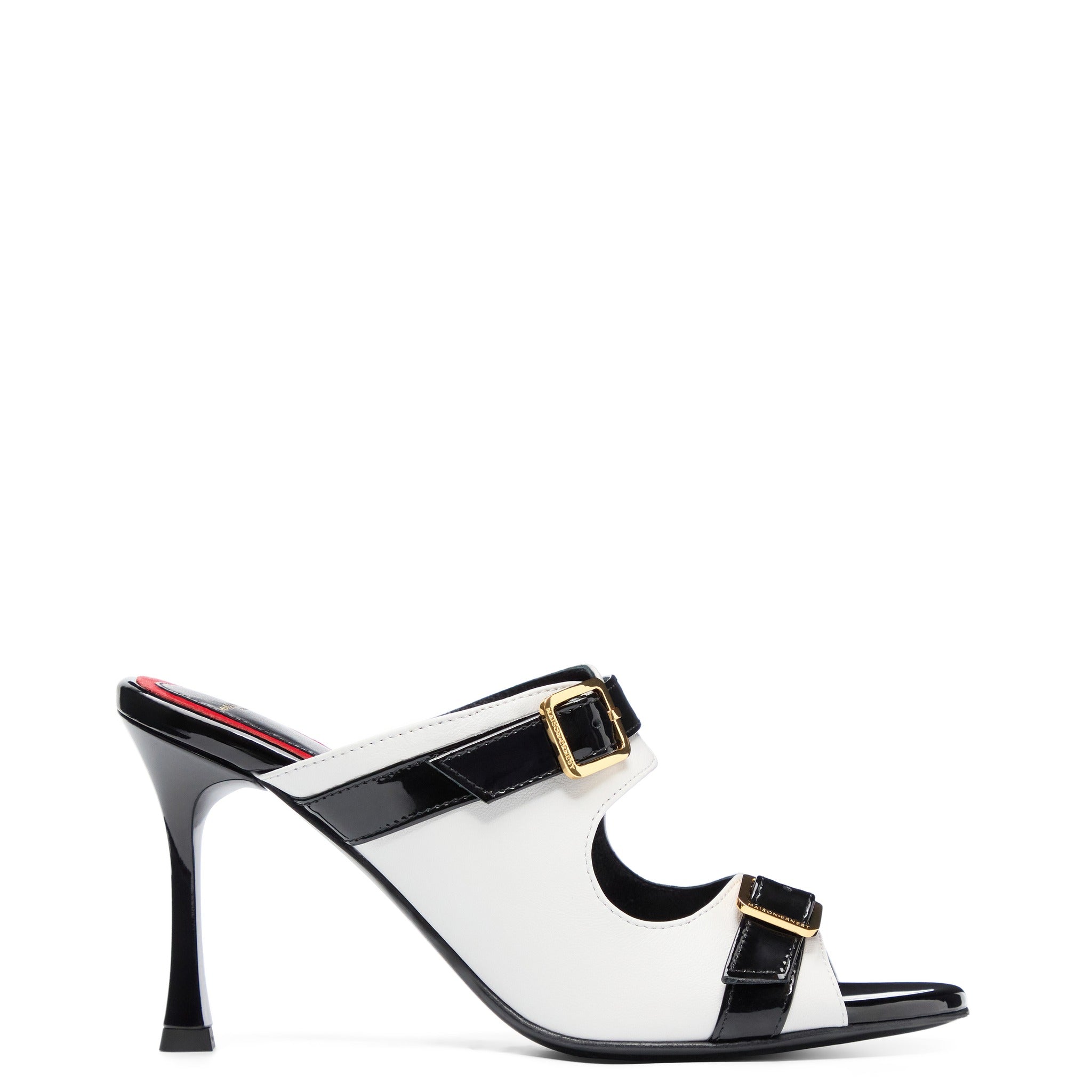 Myrtle 90 Blanc Noir Cuir Mat et Vernis
