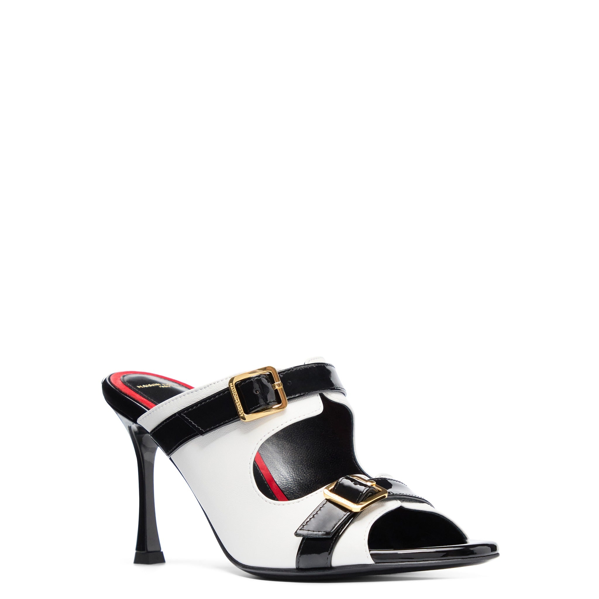 Myrtle 90 Blanc Noir Cuir Mat et Vernis