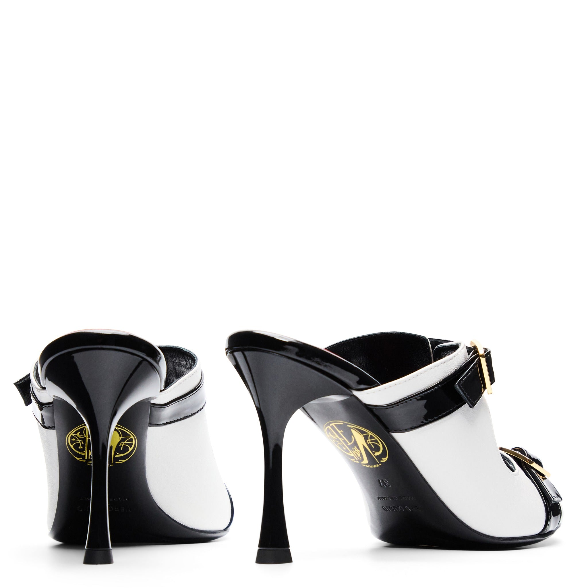 Myrtle 90 Blanc Noir Cuir Mat et Vernis