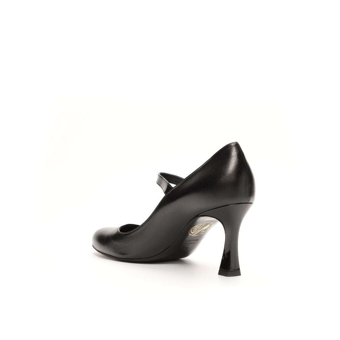 Betty 75 Noir Cuir Mat et Vernis