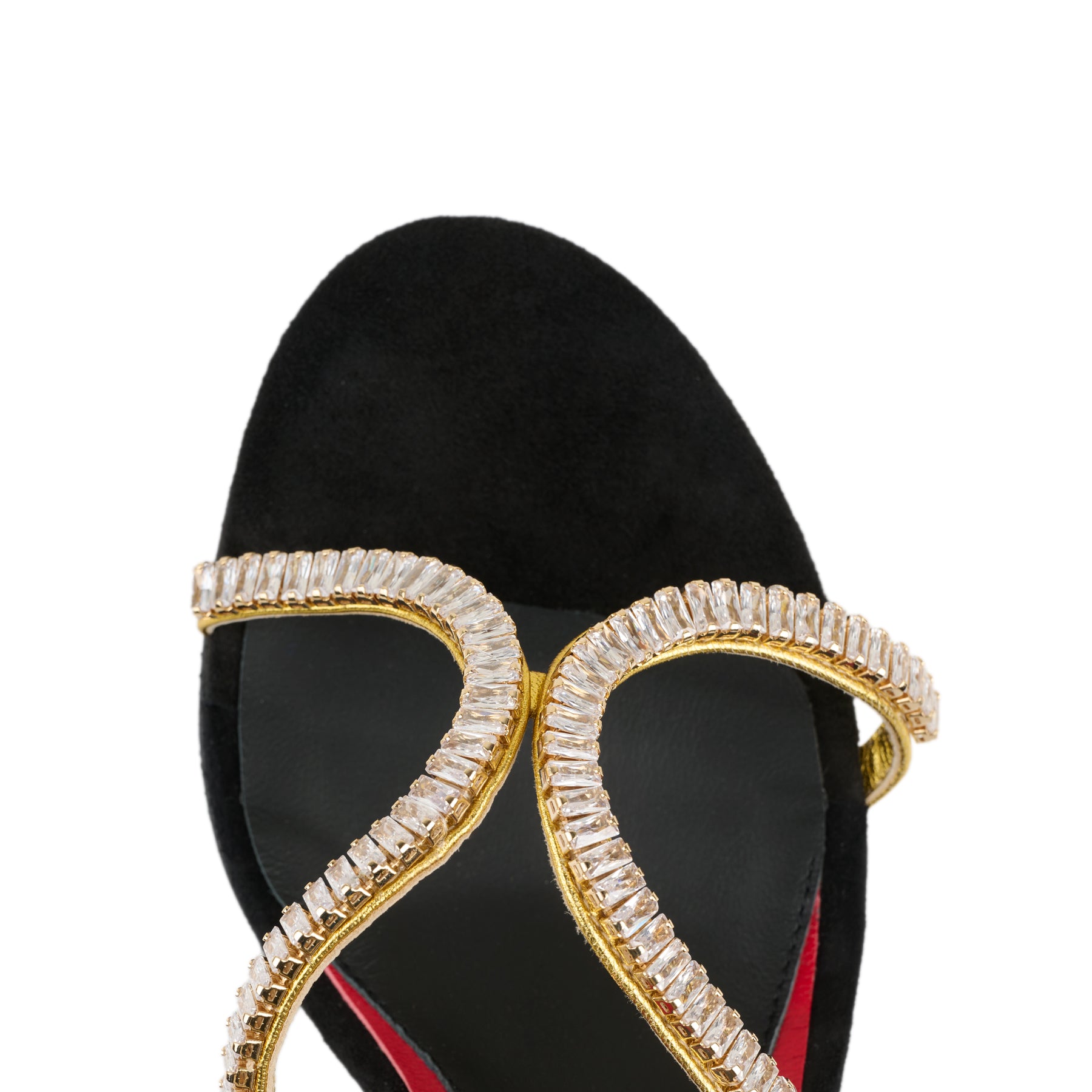 Lys Sandale 75 Blanc Noir Cuir Velours et Strass