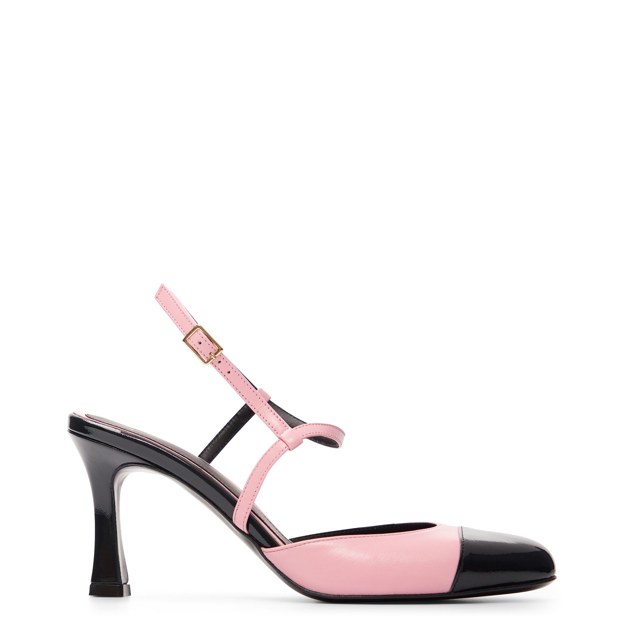 Ariane 75 Rose Pastel Noir Cuir Mat et Vernis