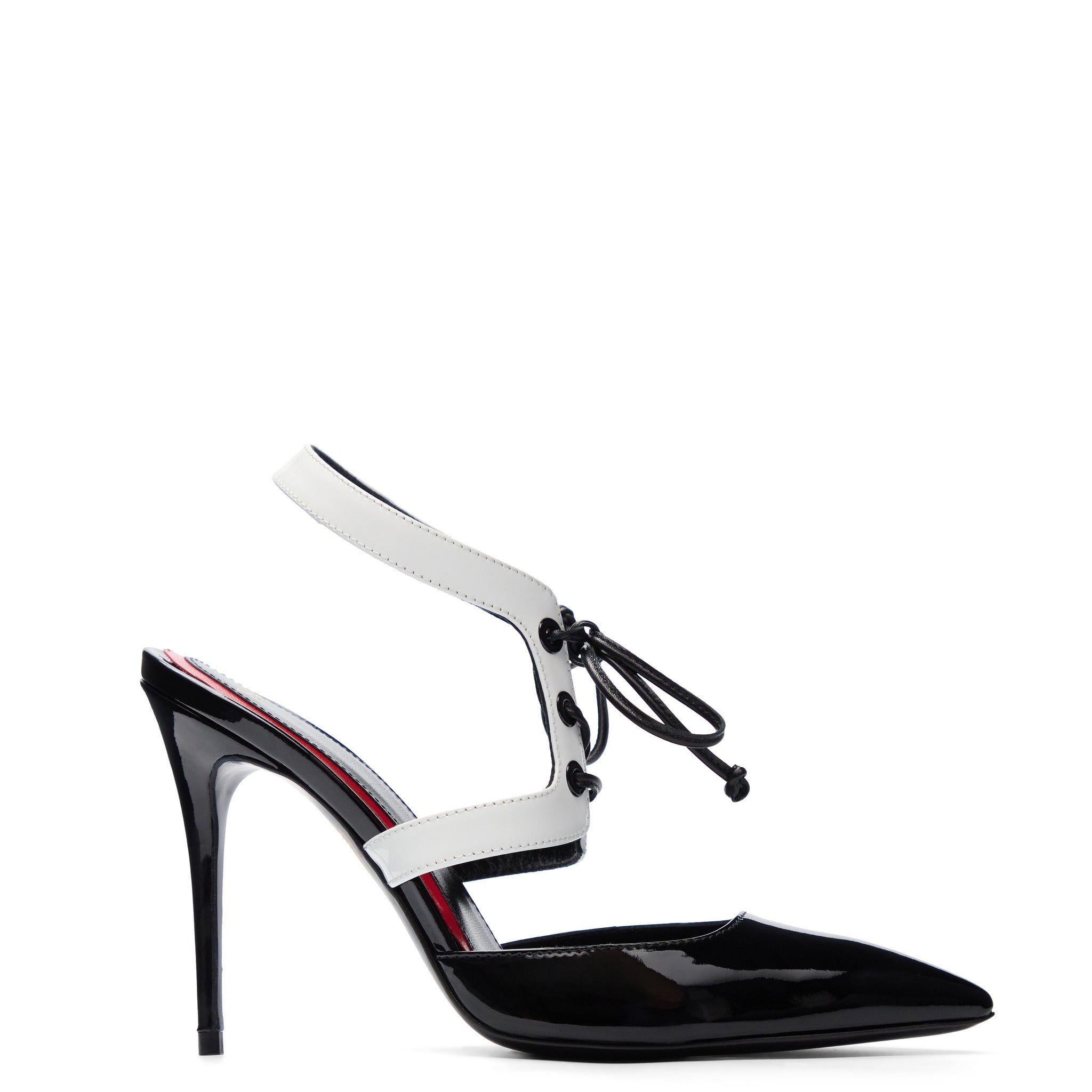 Gatsby Sandales 100 Noir Blanc Cuir Vernis
